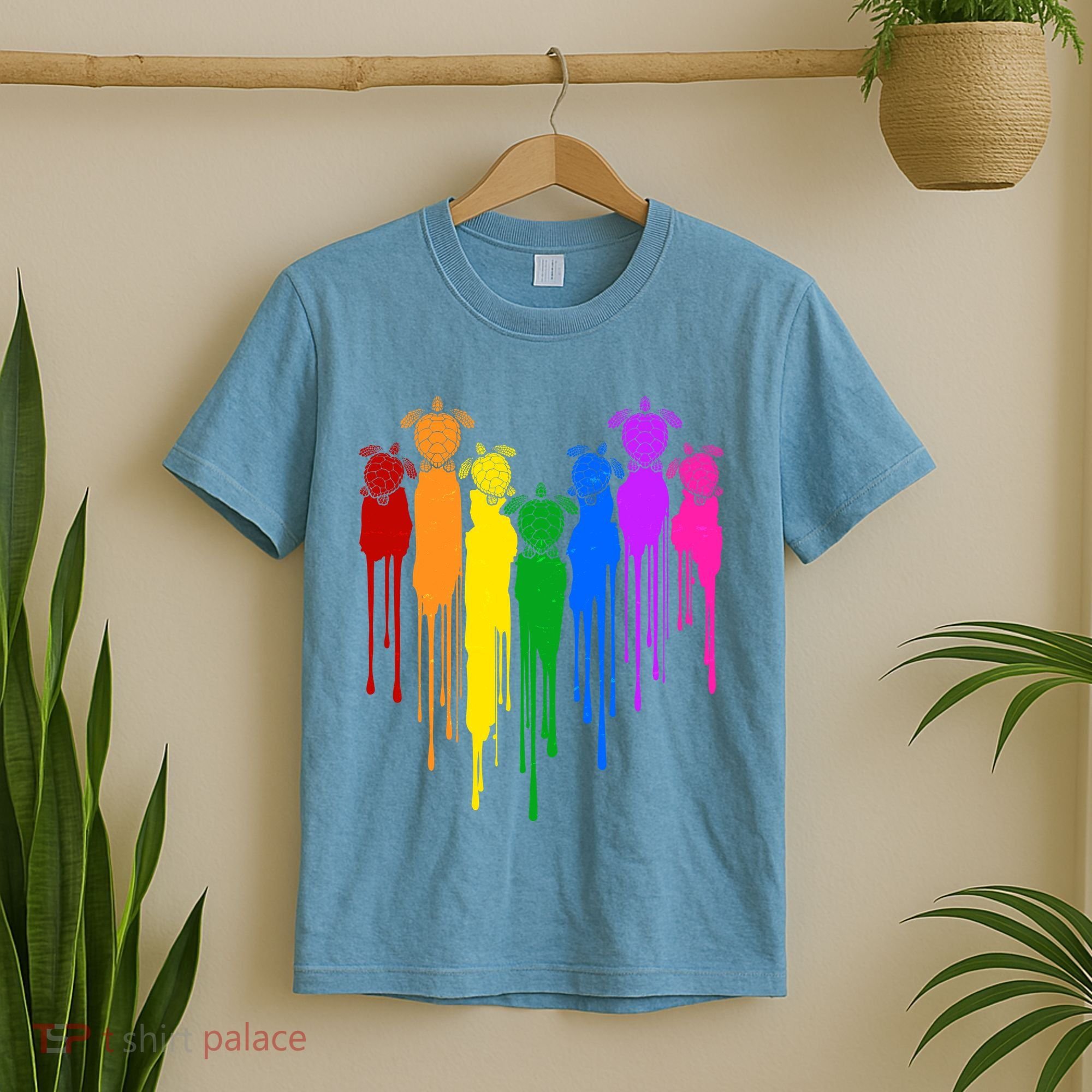 Cute Rainbow Painted Turtles Heart T-Shirt