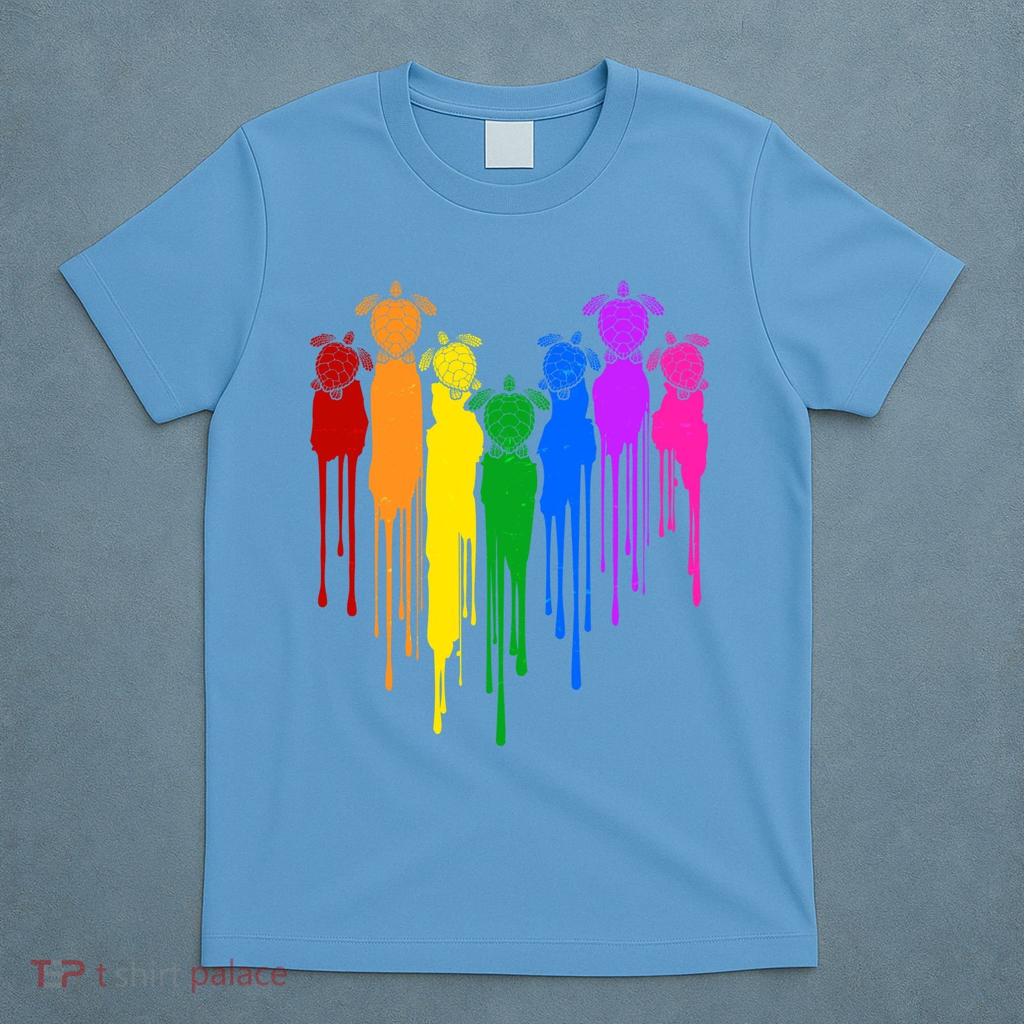 Cute Rainbow Painted Turtles Heart T-Shirt