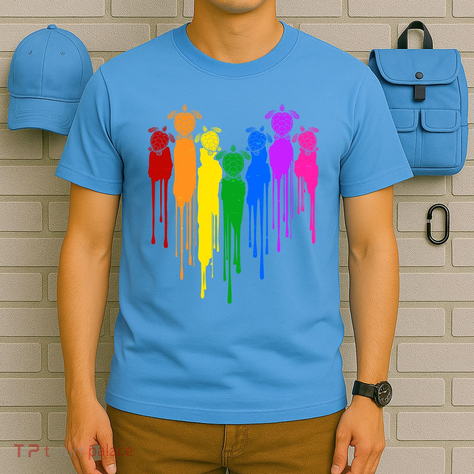 Cute Rainbow Painted Turtles Heart T-Shirt