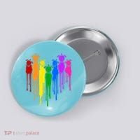 Cute Rainbow Painted Turtles Heart Button thumb 0
