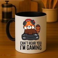 Cute Red Panda Gaming CanT Hear You IM Gaming Coffee Mug thumb 4