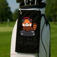 Cute Red Panda Gaming CanT Hear You IM Gaming Golf Towel thumb 2