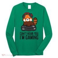 Cute Red Panda Gaming CanT Hear You IM Gaming Long Sleeve Shirt thumb 0