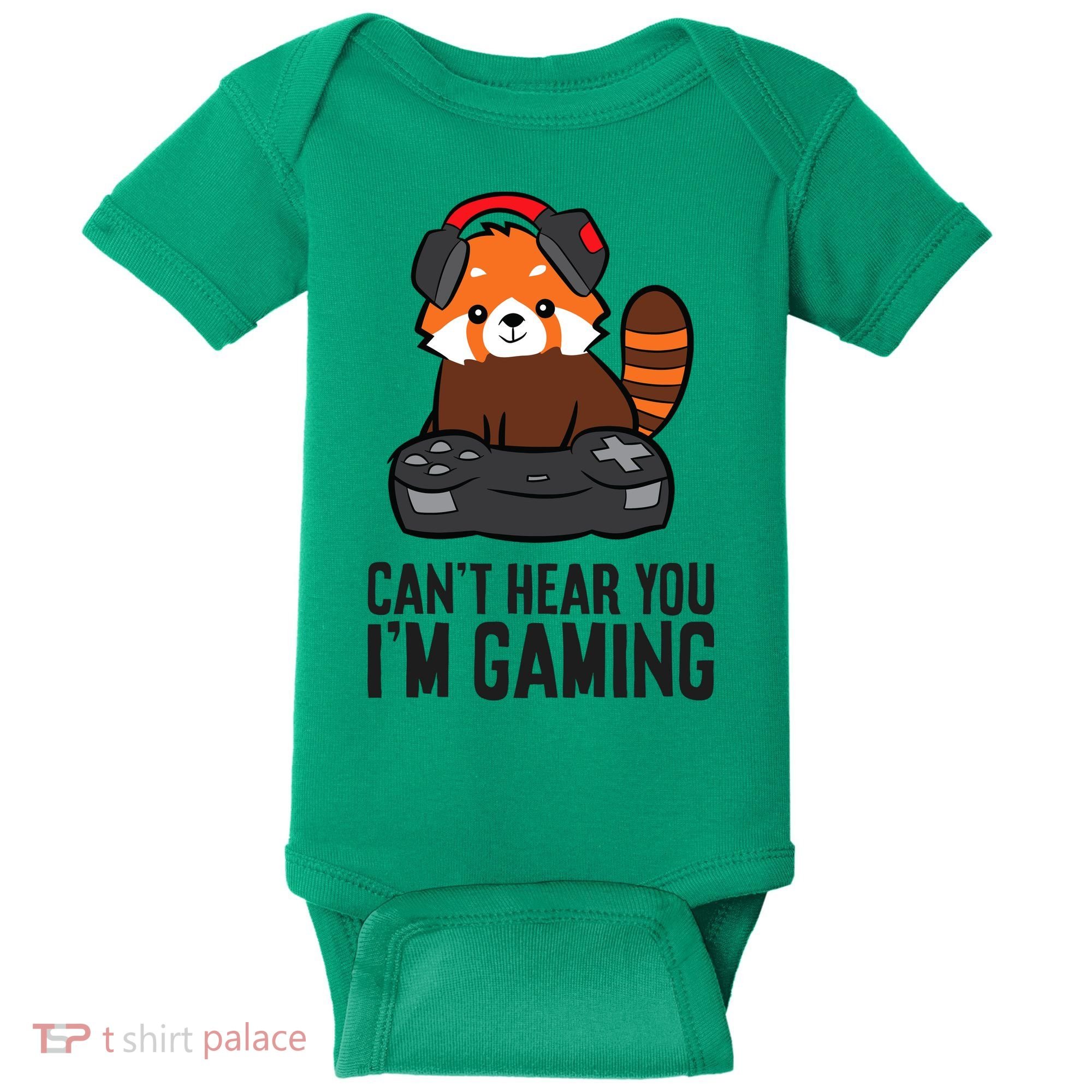 Cute Red Panda Gaming CanT Hear You IM Gaming Baby Bodysuit