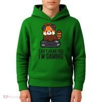 Cute Red Panda Gaming CanT Hear You IM Gaming Kids Hoodie thumb 4