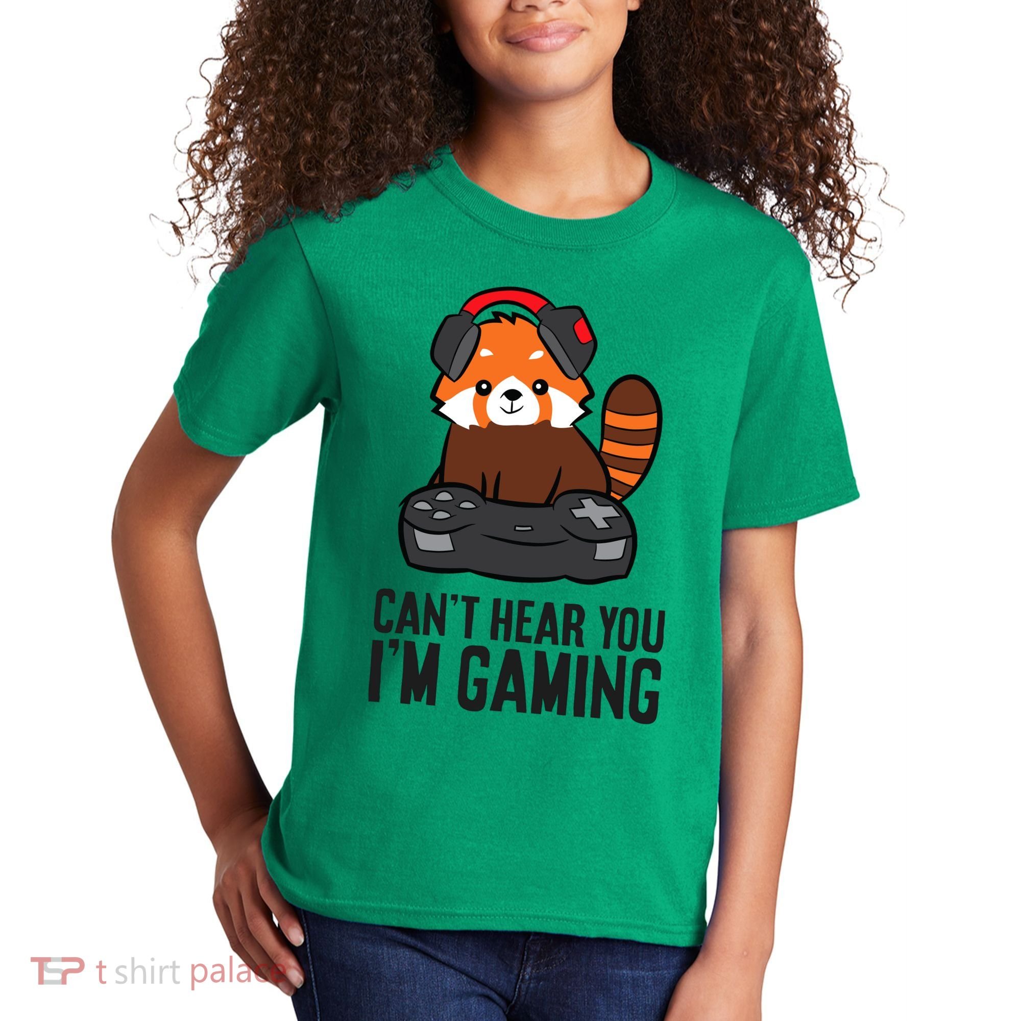 Cute Red Panda Gaming CanT Hear You IM Gaming Kids T-Shirt