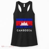 Cambodia Royal Palace Cambodian Flag Kampuchean Roots Women's Tank Top thumb 0