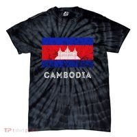 Cambodia Royal Palace Cambodian Flag Kampuchean Roots Tie-Dye T-Shirt thumb 0