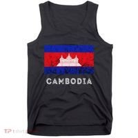 Cambodia Royal Palace Cambodian Flag Kampuchean Roots Tank Top thumb 0