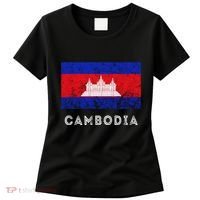 Cambodia Royal Palace Cambodian Flag Kampuchean Roots Women's T-Shirt thumb 0