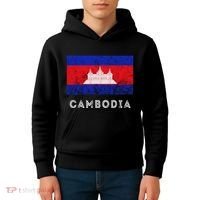 Cambodia Royal Palace Cambodian Flag Kampuchean Roots Kids Hoodie thumb 4