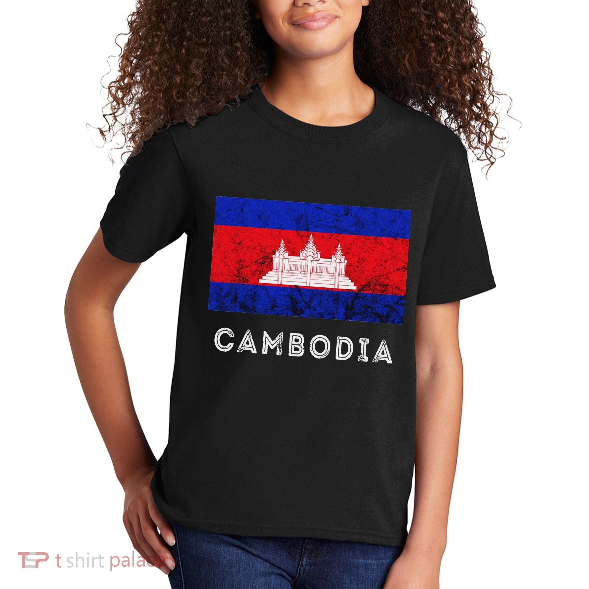 Cambodia Royal Palace Cambodian Flag Kampuchean Roots Kids T-Shirt