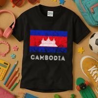 Cambodia Royal Palace Cambodian Flag Kampuchean Roots Kids T-Shirt thumb 3