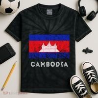 Cambodia Royal Palace Cambodian Flag Kampuchean Roots Kids Tie-Dye T-Shirt thumb 2
