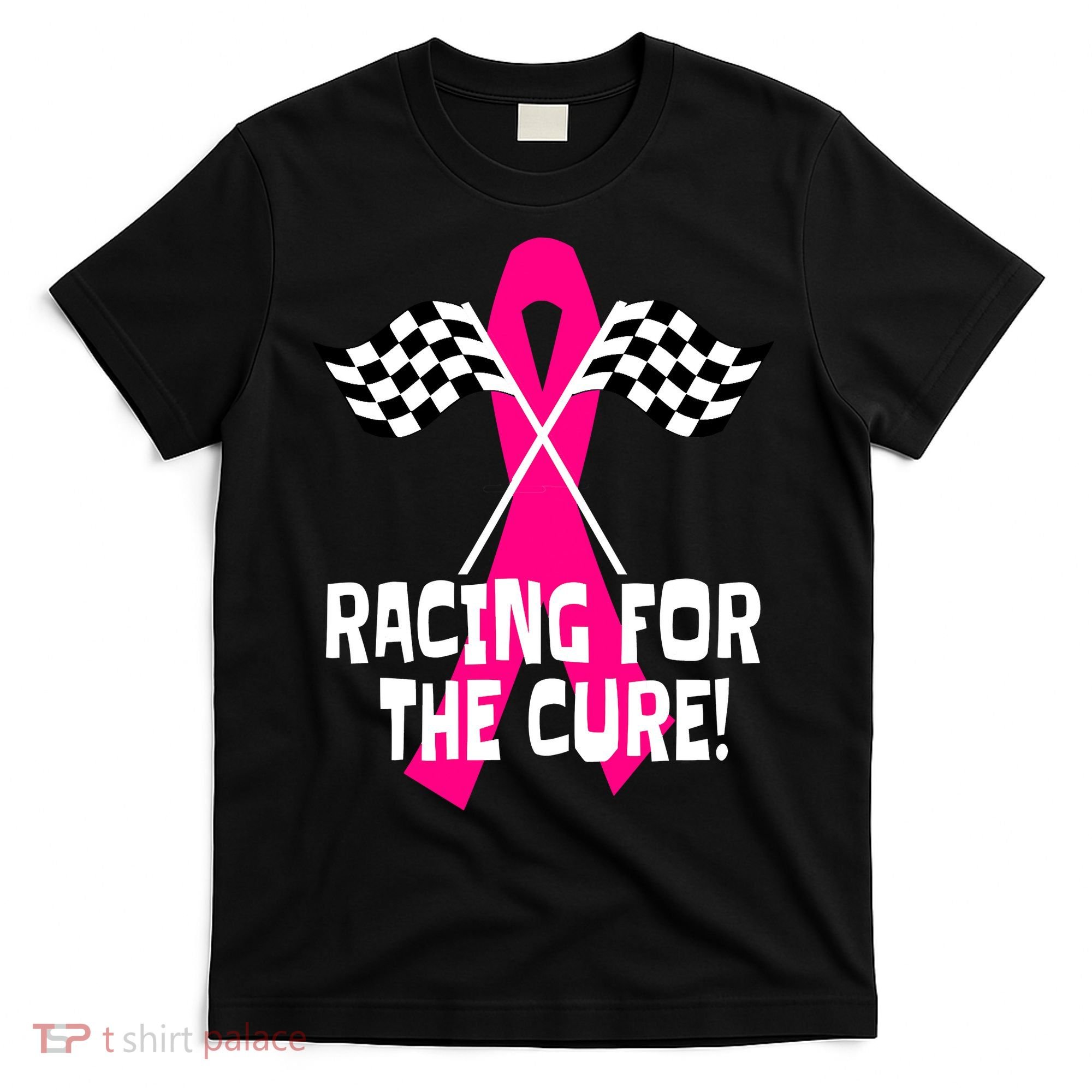 Car Races Racing For A Cure Pink Ribbon Breast Cancer T-Shirt