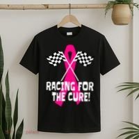Car Races Racing For A Cure Pink Ribbon Breast Cancer T-Shirt thumb 2