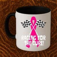 Car Races Racing For A Cure Pink Ribbon Breast Cancer Coffee Mug thumb 2