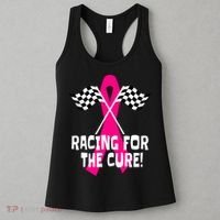 Car Races Racing For A Cure Pink Ribbon Breast Cancer Women's Tank Top thumb 3