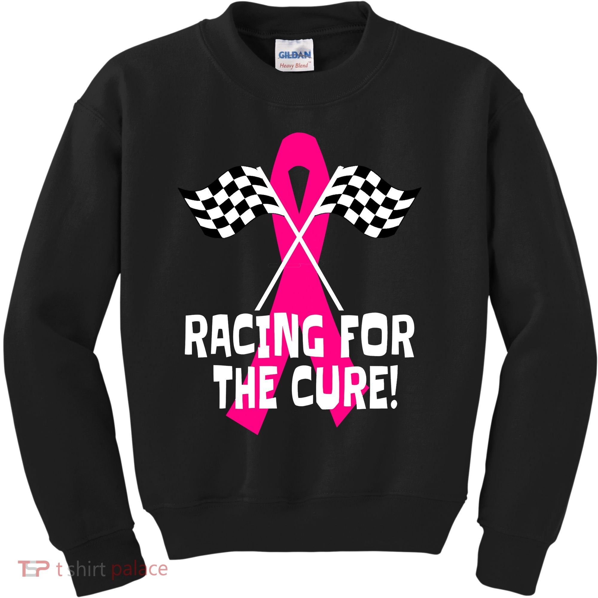 Car Races Racing For A Cure Pink Ribbon Breast Cancer Kids Sweatshirt