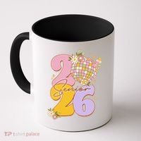 Cute Retro Senior 2026 Disco Ball Flowers Graduate Graduation Coffee Mug thumb 0