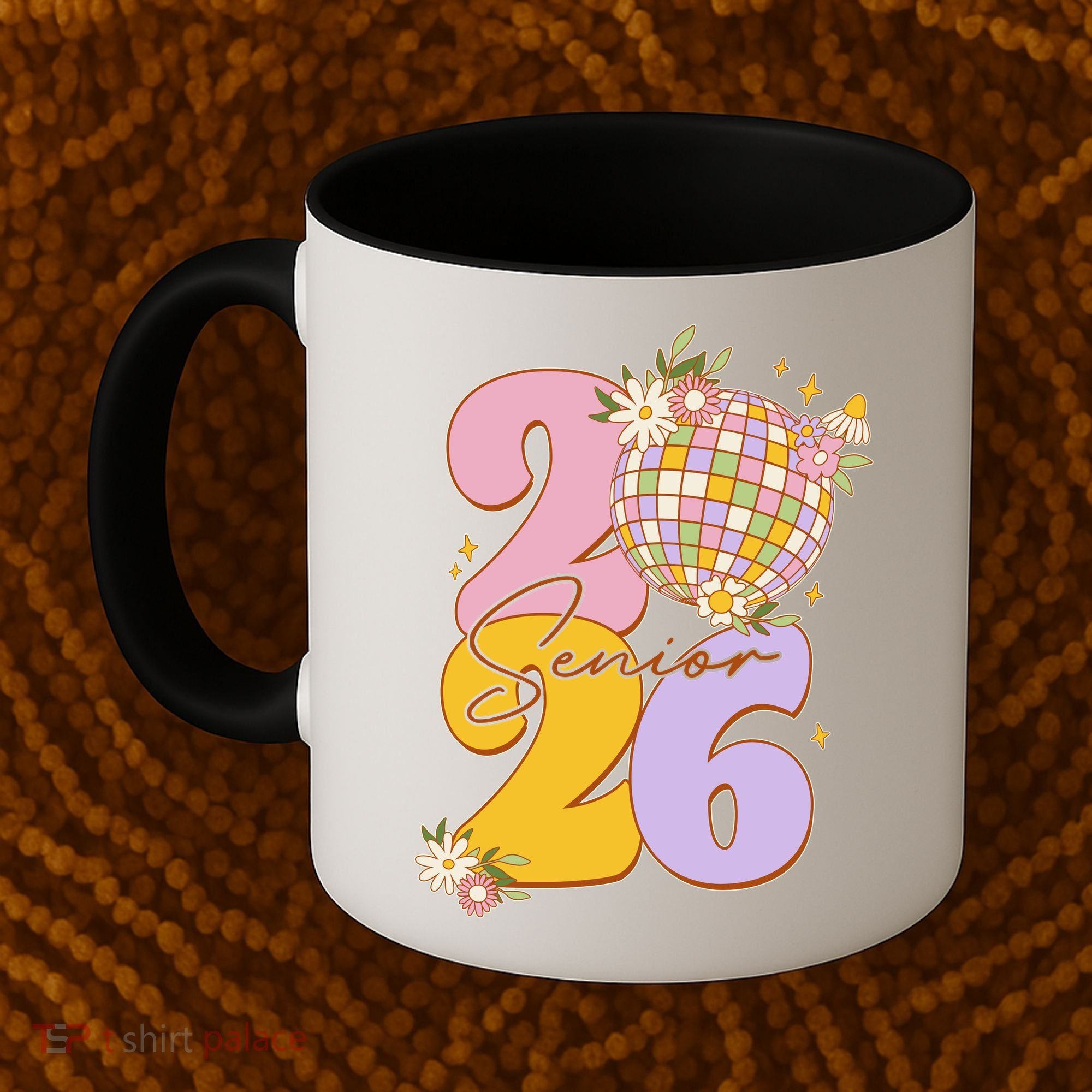 Cute Retro Senior 2026 Disco Ball Flowers Graduate Graduation Coffee Mug