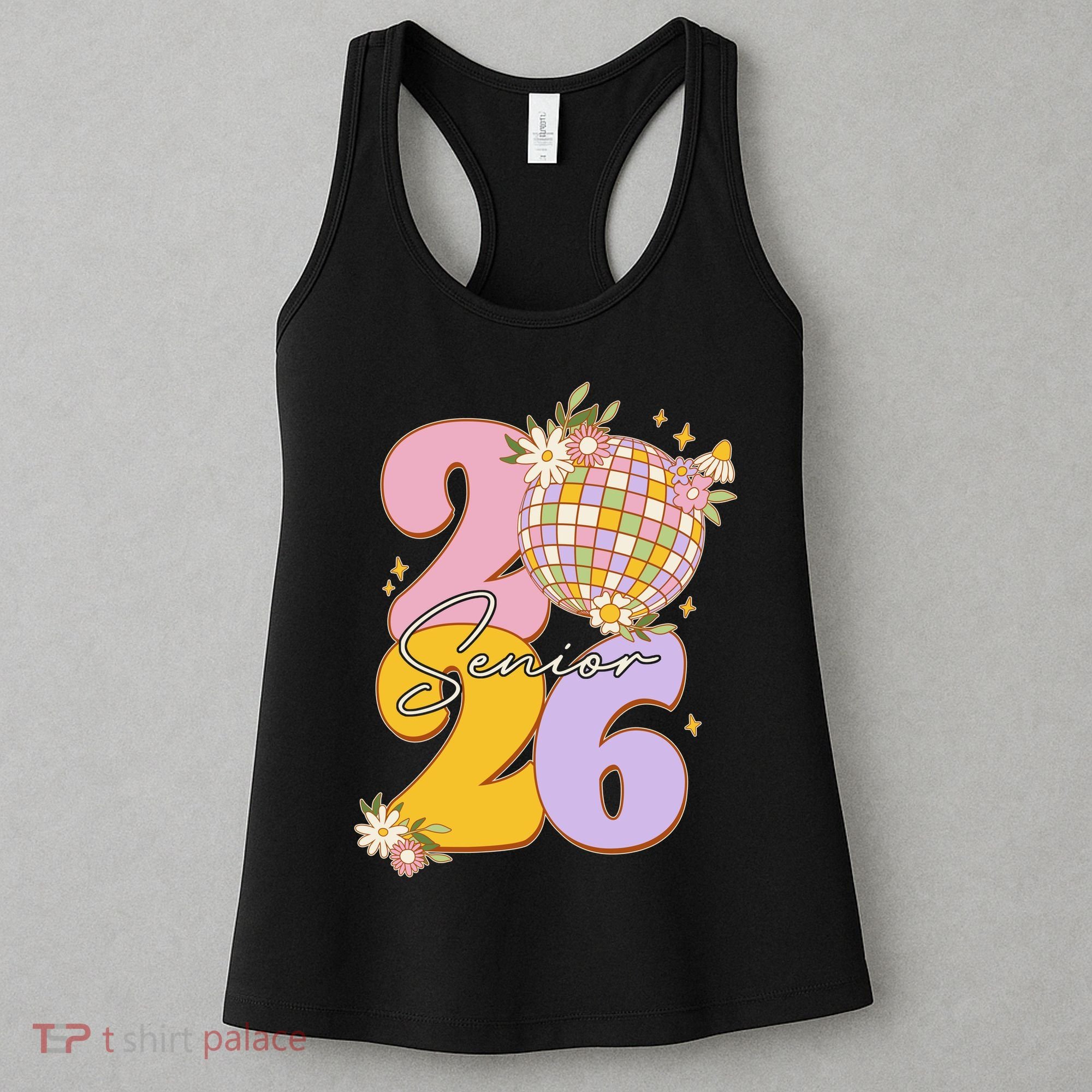 Cute Retro Senior 2026 Disco Ball Flowers Graduate Graduation Women's Tank Top