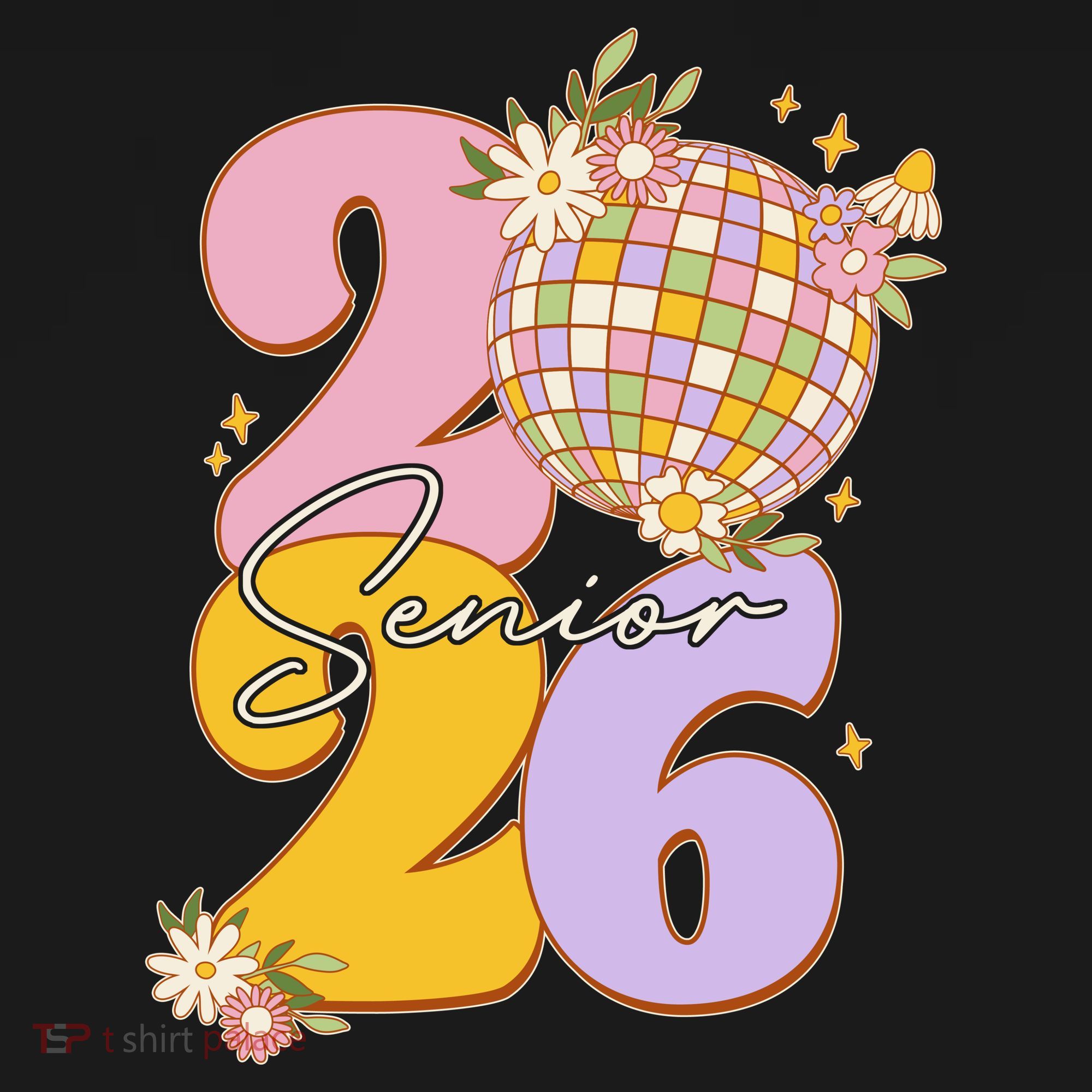 Cute Retro Senior 2026 Disco Ball Flowers Graduate Graduation Women's Tank Top
