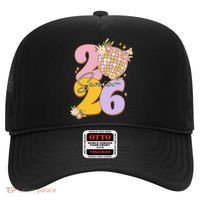 Cute Retro Senior 2026 Disco Ball Flowers Graduate Graduation Hat thumb 0