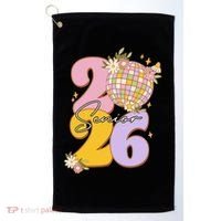 Cute Retro Senior 2026 Disco Ball Flowers Graduate Graduation Golf Towel thumb 0