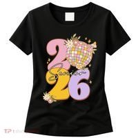 Cute Retro Senior 2026 Disco Ball Flowers Graduate Graduation Women's T-Shirt thumb 0