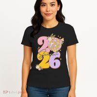 Cute Retro Senior 2026 Disco Ball Flowers Graduate Graduation Women's T-Shirt thumb 4