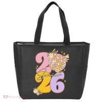 Cute Retro Senior 2026 Disco Ball Flowers Graduate Graduation Tote Bag thumb 0