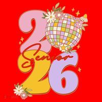 Cute Retro Senior 2026 Disco Ball Flowers Graduate Graduation Santa Hat thumb 1