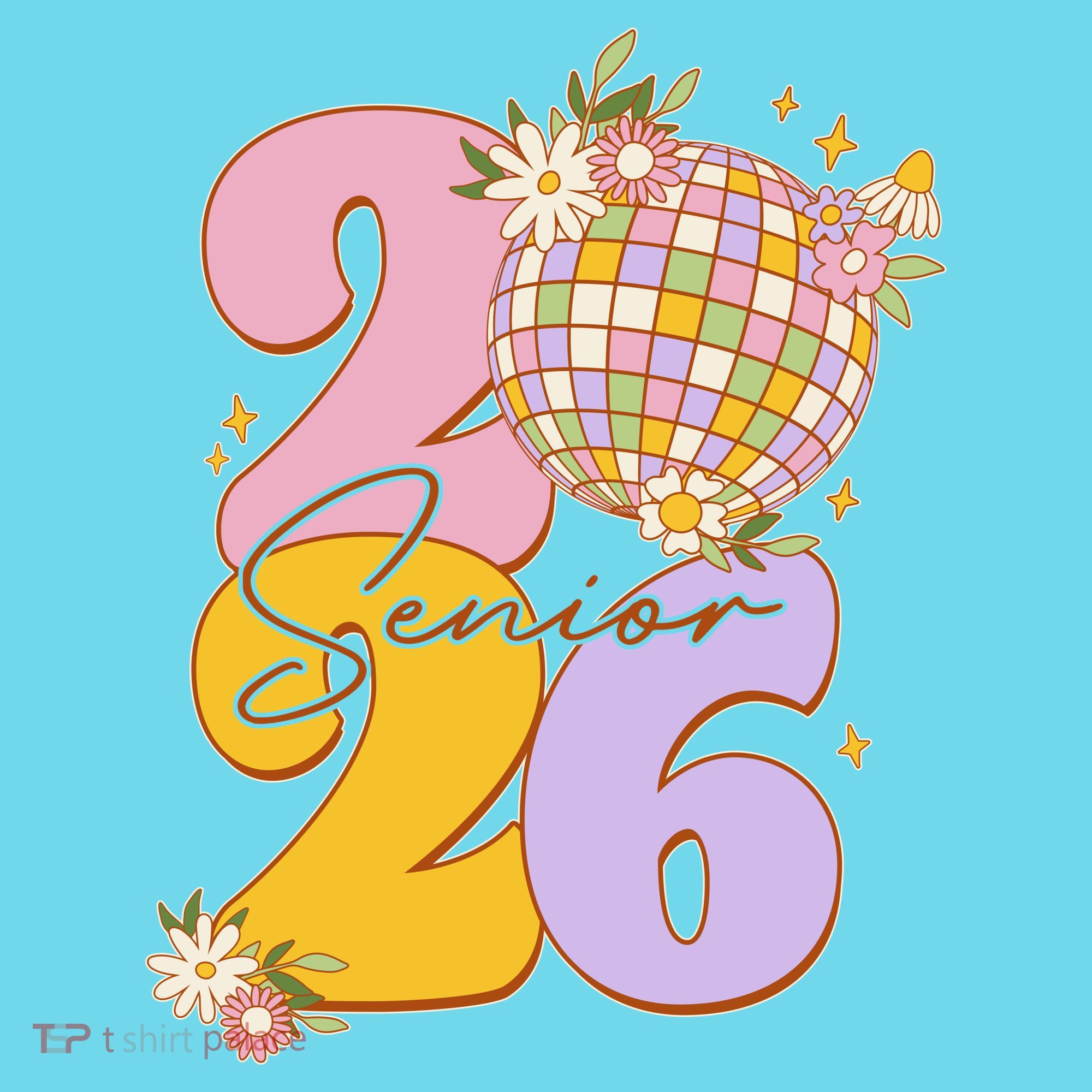 Cute Retro Senior 2026 Disco Ball Flowers Graduate Graduation Long Sleeve Shirt