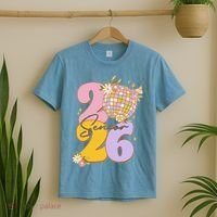 Cute Retro Senior 2026 Disco Ball Flowers Graduate Graduation T-Shirt thumb 2