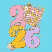 Cute Retro Senior 2026 Disco Ball Flowers Graduate Graduation T-Shirt thumb 6