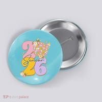 Cute Retro Senior 2026 Disco Ball Flowers Graduate Graduation Button thumb 0