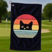 Cat Retro Style Golf Towel thumb 1