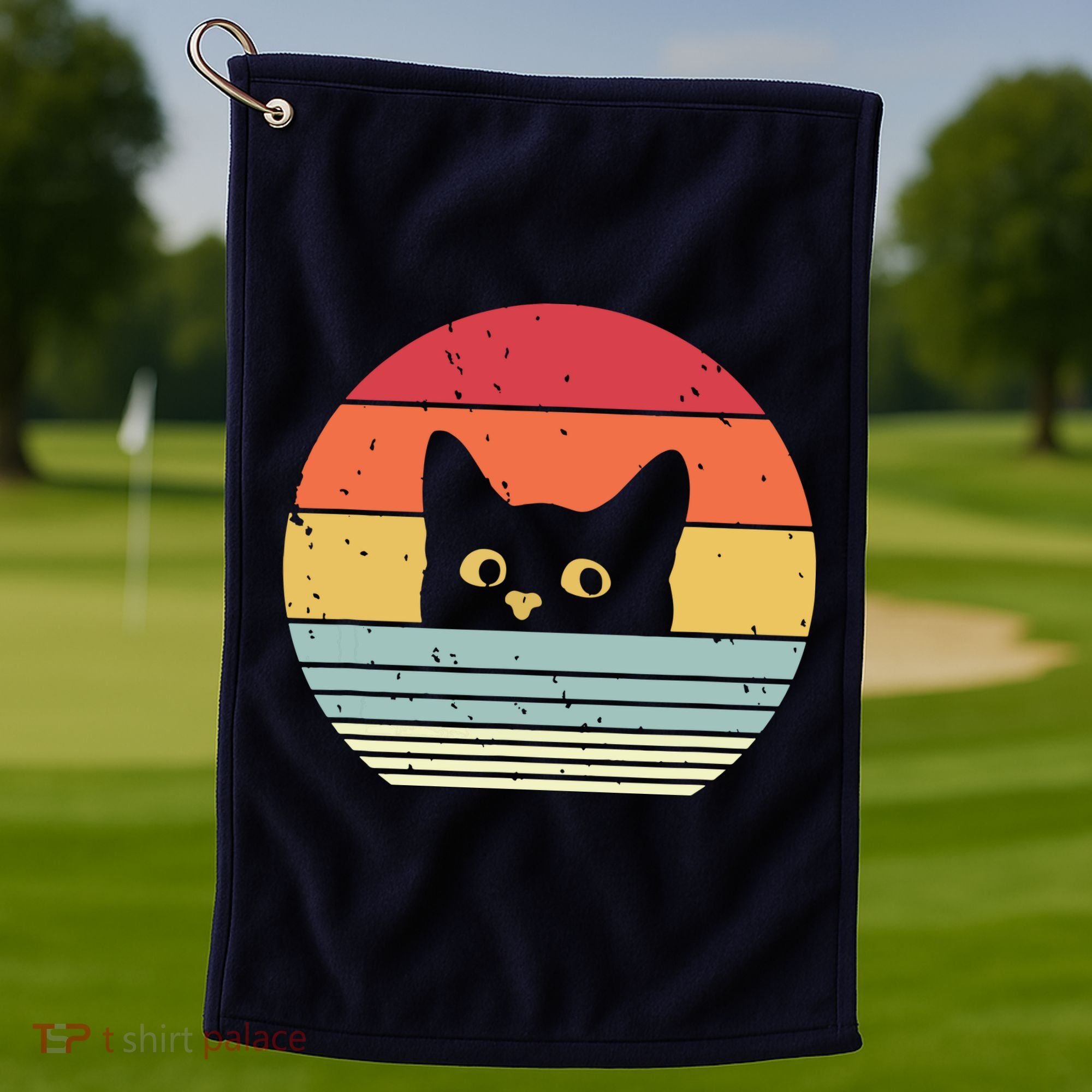 Cat Retro Style Golf Towel