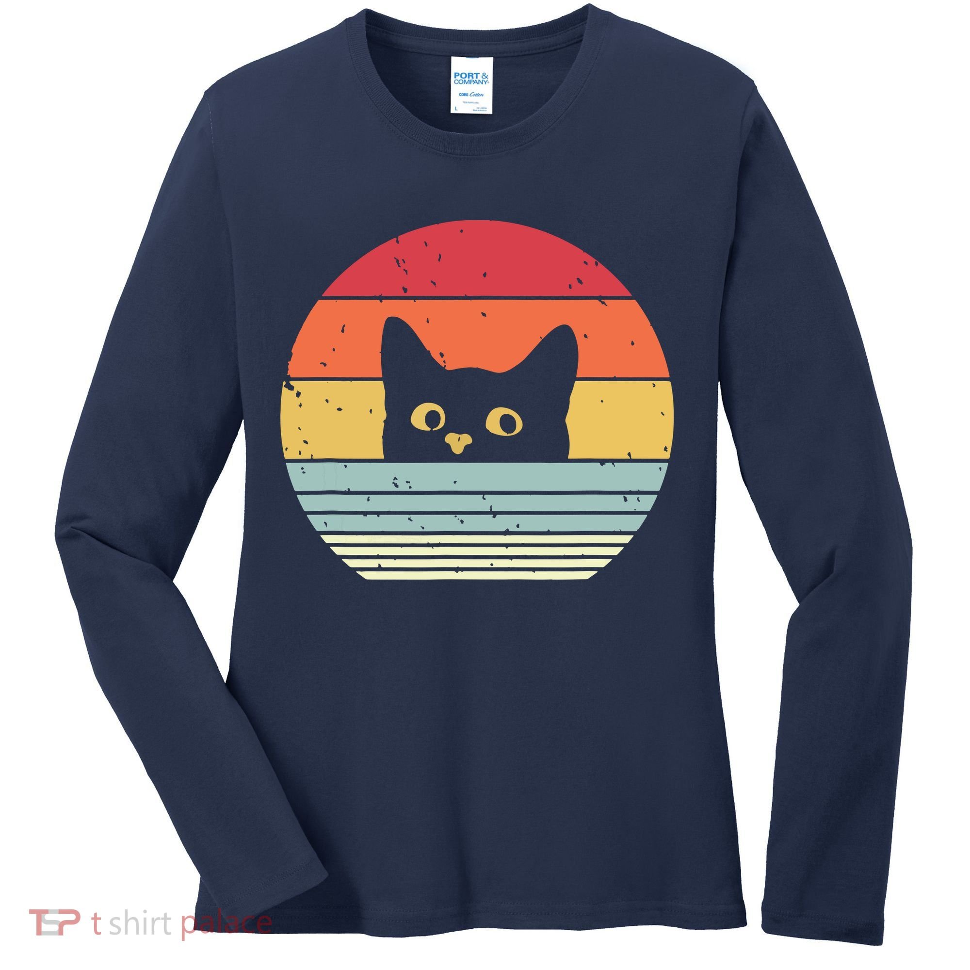 Cat Retro Style Women's Long Sleeve Shirt