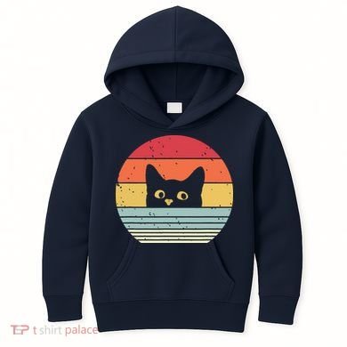 Cat Retro Style Kids Hoodie