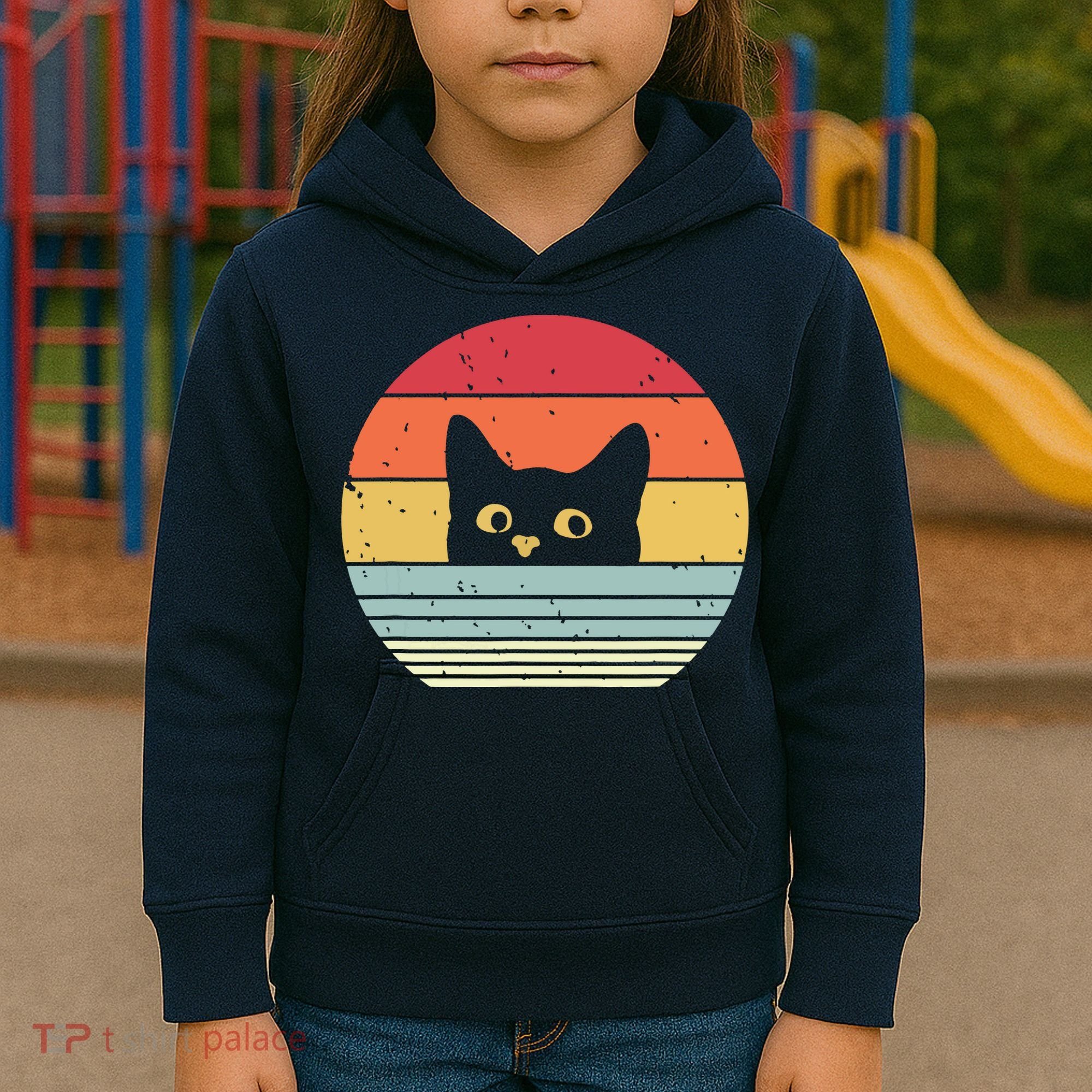 Cat Retro Style Kids Hoodie