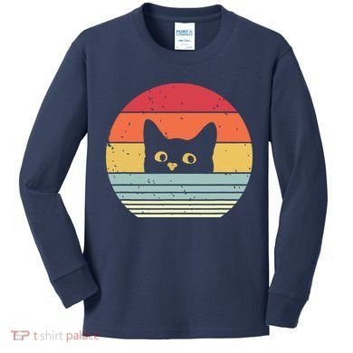 Cat Retro Style Kids Long Sleeve Shirt