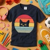 Cat Retro Style Kids T-Shirt thumb 3