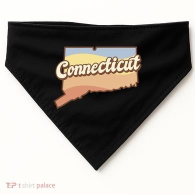 Connecticut Retro Sunset Logo USA-Made Doggie Bandana