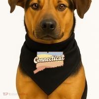 Connecticut Retro Sunset Logo USA-Made Doggie Bandana thumb 1