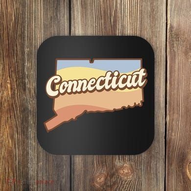Connecticut Retro Sunset Logo Coaster