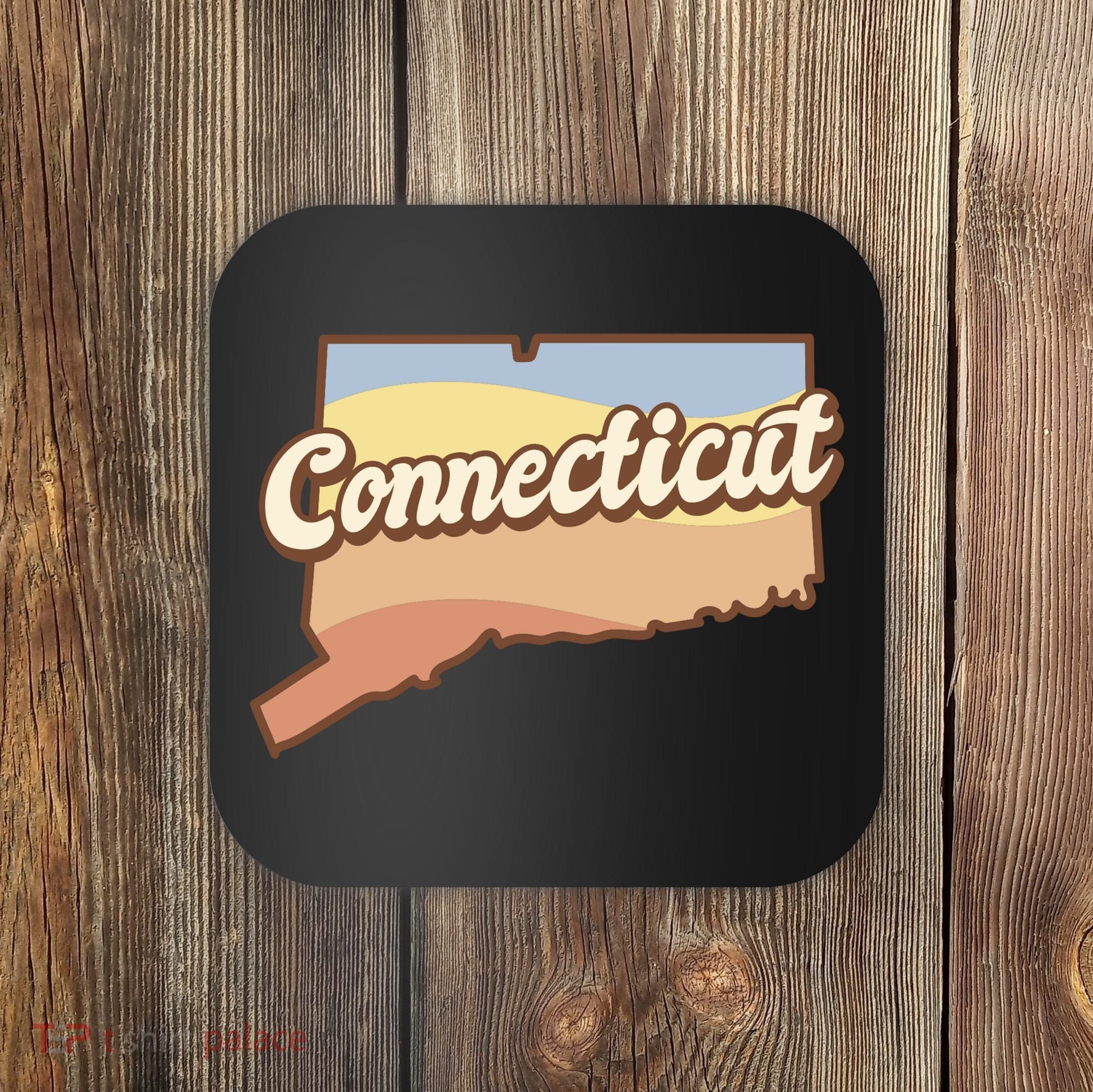 Connecticut Retro Sunset Logo Coaster