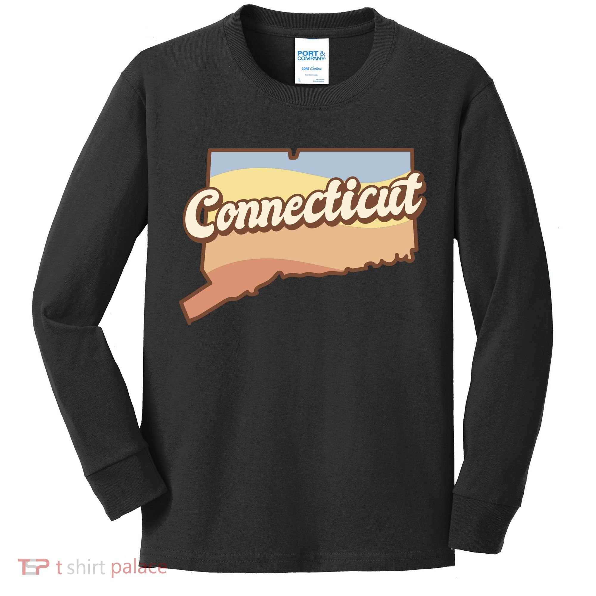 Connecticut Retro Sunset Logo Kids Long Sleeve Shirt