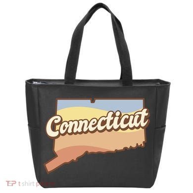 Connecticut Retro Sunset Logo Tote Bag
